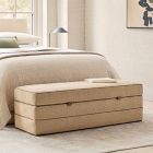 Tuck Storage Bench w/ Vegan Leather Piping (58")