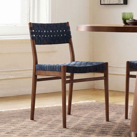 Giles Woven Leather Dining Chair by West Elm