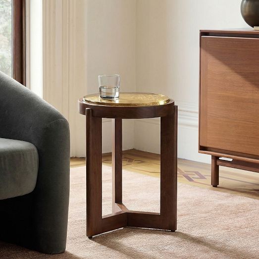 Fleurette Glass Top Side Table (14") by West Elm