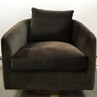 Open Box: Imogene Swivel Chair - Deluxe Velvet Java, Dark Walnut
