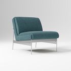 Open Box: Lacon Chair - Performance Distressed Velvet Lagoon, Polished Stainless Steel