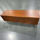 Open Box: Slatted Media Console (67") - Walnut, Dark Bronze