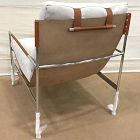 Open Box: Stuart Sling Chair - Chenille Crossweave Sand, Polished Stainless Steel