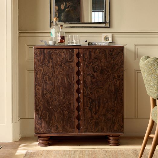 Pierce & Ward Wave Burl Bar Cabinet (32") by West Elm