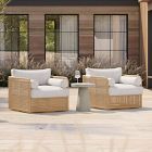 Coastal Wicker Outdoor Swivel Chair