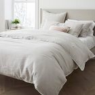 Open Box: European Flax Linen Pom Pom Duvet, Twin/Twin XL - Frost Gray