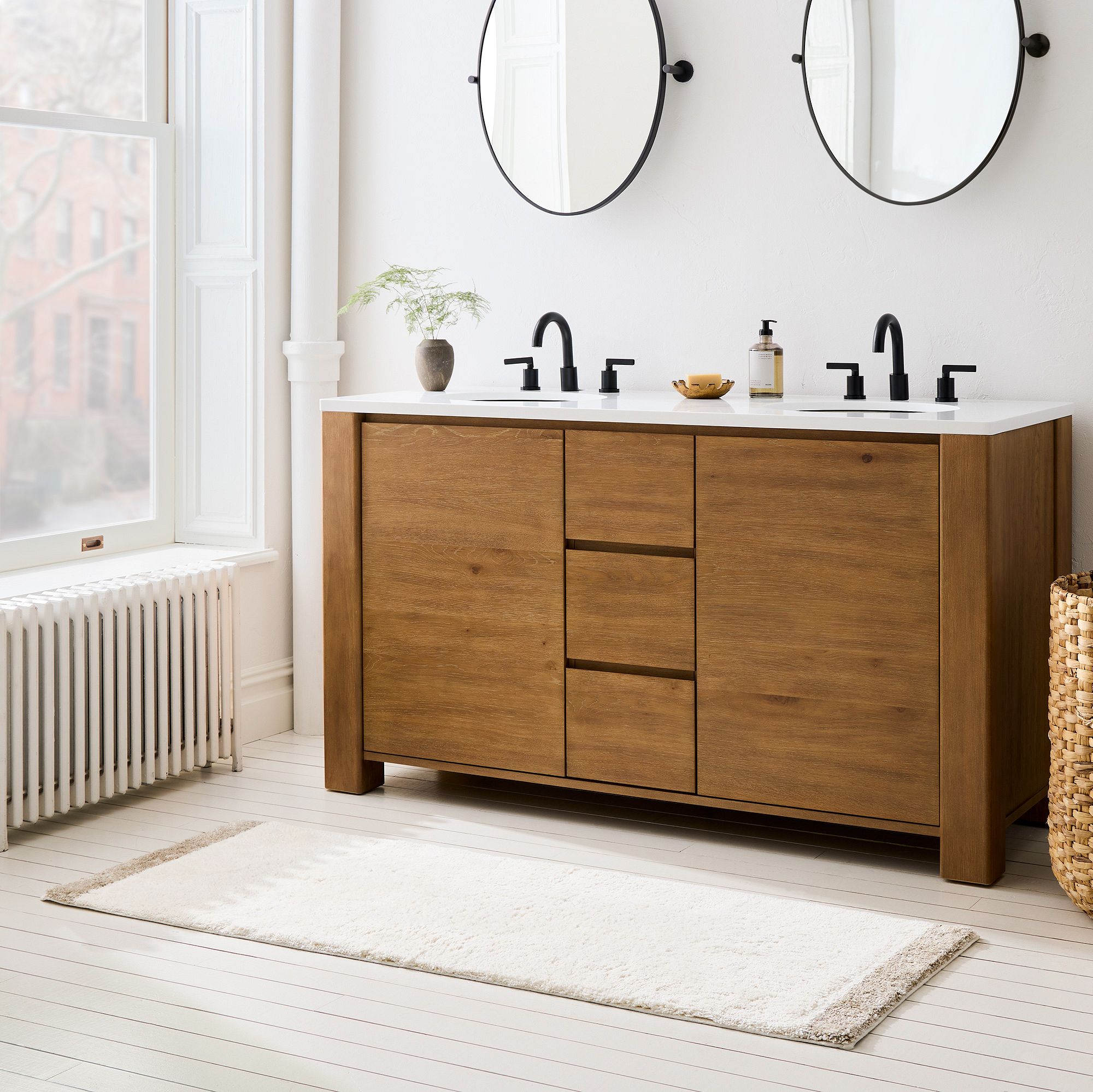 Cotton Linen Bath Runner by West Elm
