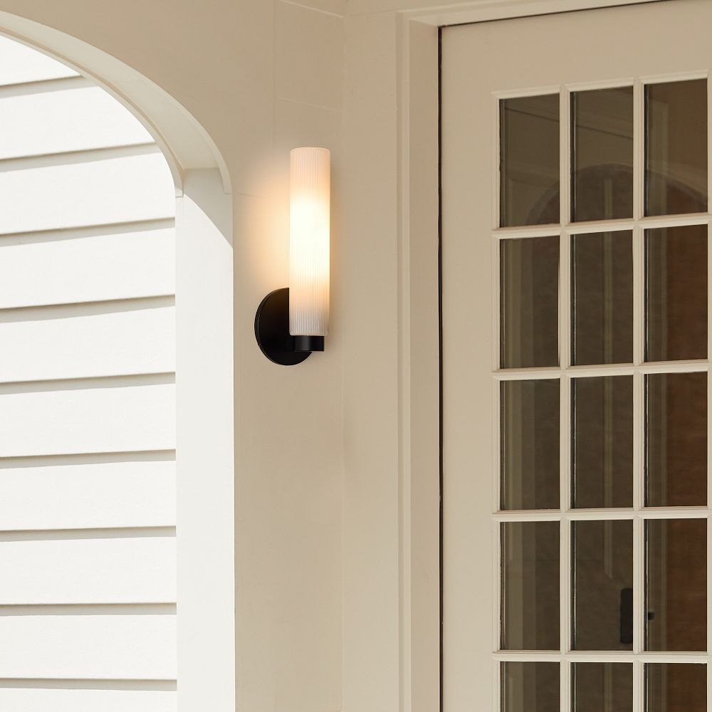 Weston Fluted Glass Indoor/Outdoor Sconce (16") by West Elm