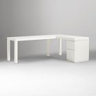 Parsons L-Shaped Desk (86") &amp; File Cabinet Set