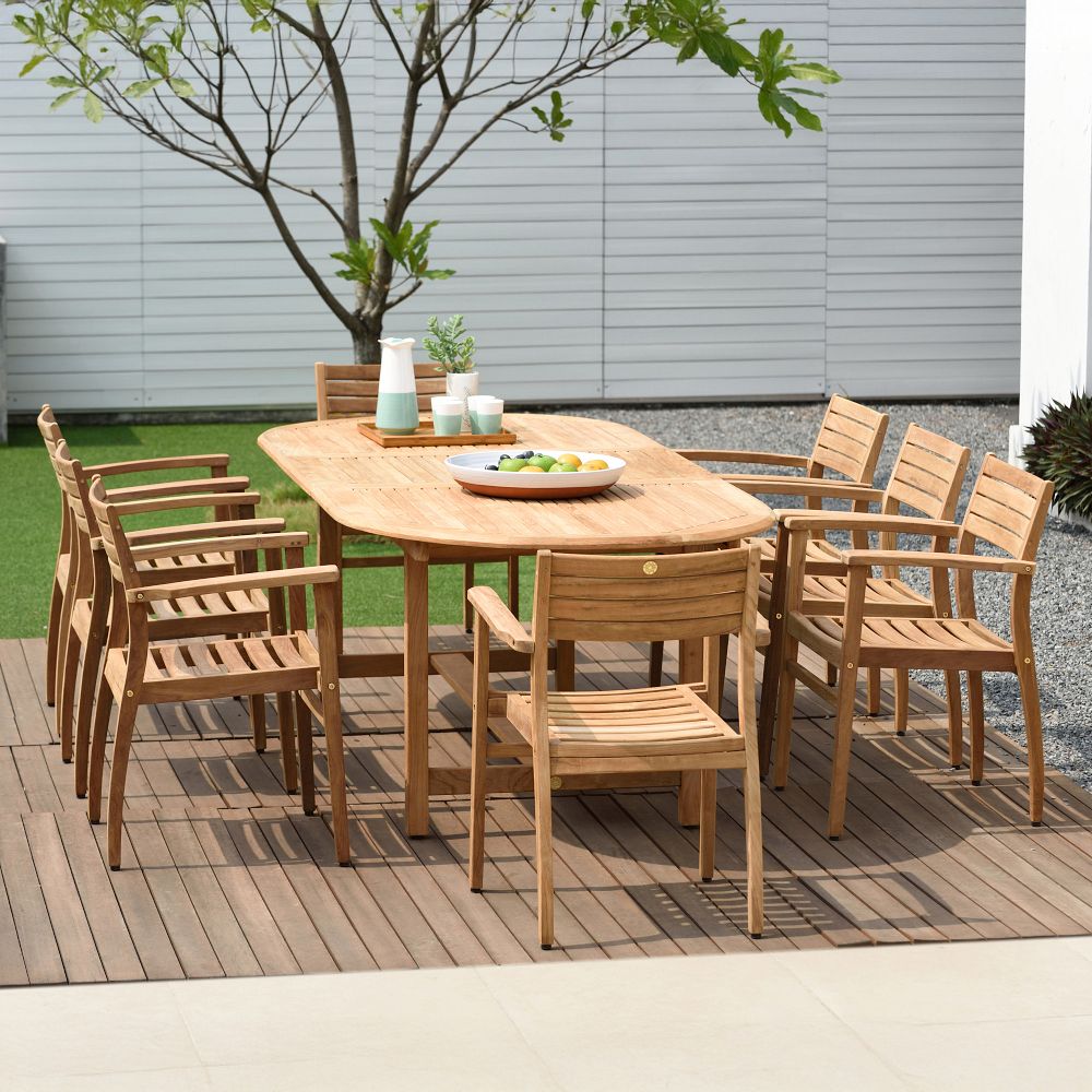 Orelien Teak Outdoor Oval Extendable Dining Table (71"-117") by West Elm