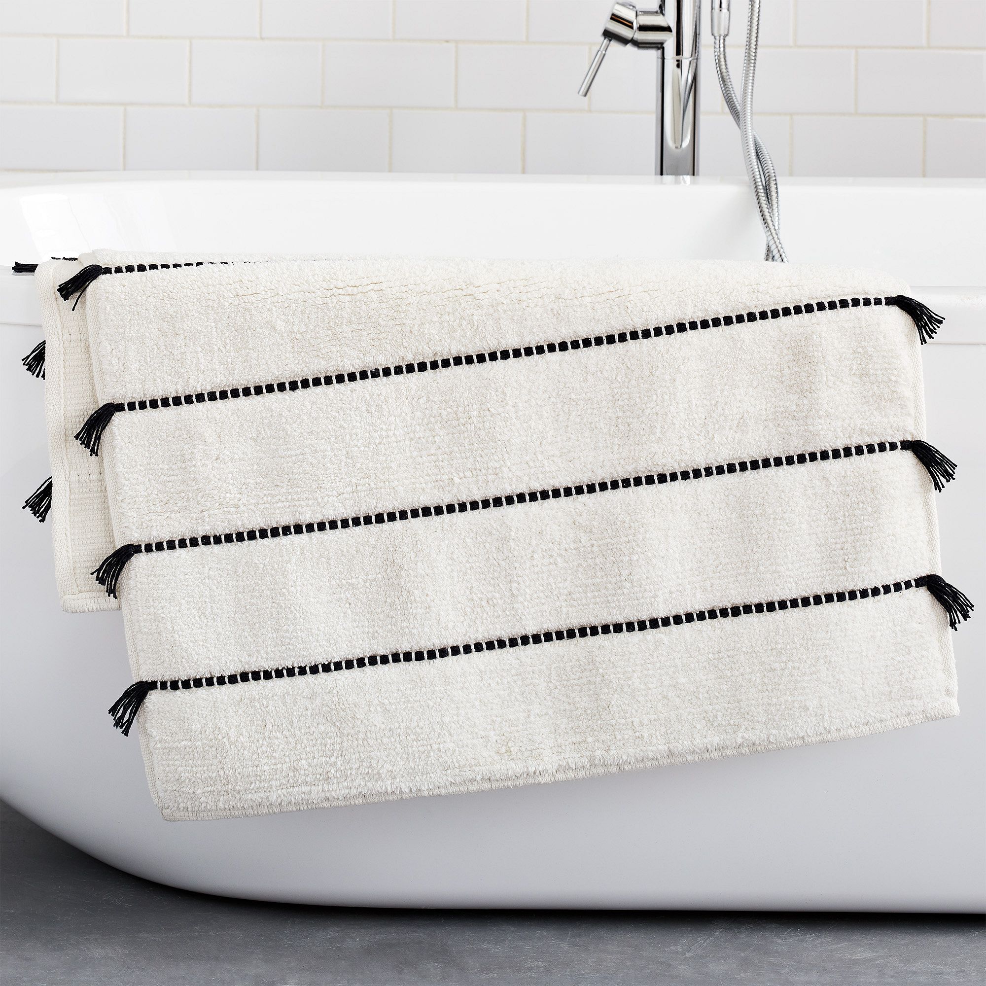 Tassel Stripe Bath Mat by West Elm