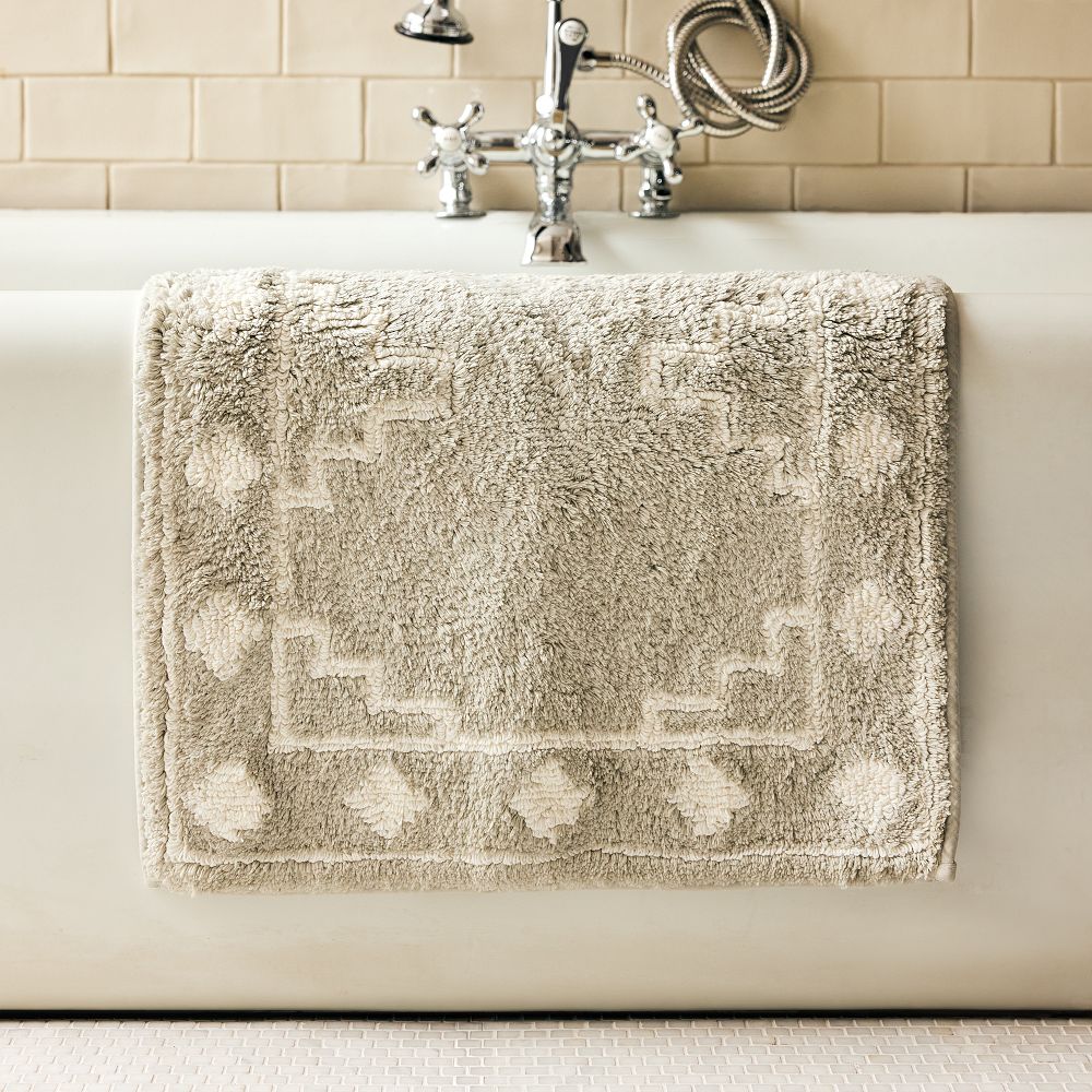 Heirloom Border Bath Mat - 20"x34", Soft Sage