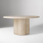 Menorca Faux Travertine Outdoor Round Dining Table (60")