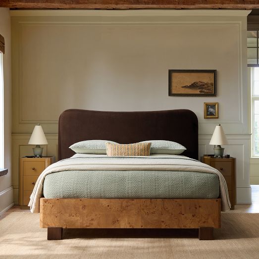 Pierce & Ward Sculpted Burl Wood Bed by West Elm