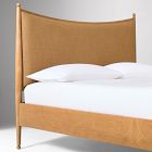 Pierce &amp; Ward Upholstered Curved Burl Wood Bed