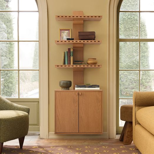Pierce & Ward Notch Floating Bookshelf w/ Cabinet (25") by West Elm