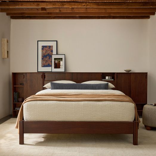 Collins Solid Wood Storage Headboard Bed with Cabinets by West Elm