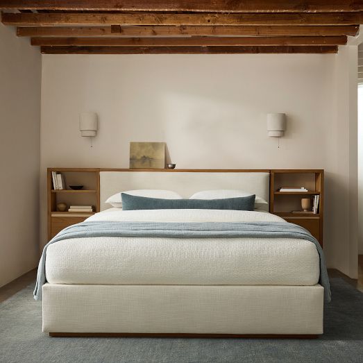 Kade Upholstered Storage Headboard Bed with Cabinets by West Elm