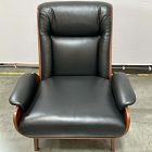 Open Box: Paulo Bent Ply Leather Chair - Parc leather Black, Dark Walnut