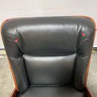 Open Box: Paulo Bent Ply Leather Chair - Parc leather Black, Dark Walnut