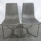Open Box: Slope Leather Dining Chair, Set of 2 - Saddle Leather Slate, Charcoal