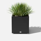 Open Box: Veradek Block Series Indoor/Outdoor Plastic Cube Planter, Medium (21"SQ x 22.5"H) - Black, Steel