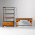 Mid-Century Desk (52") &amp; Wide Tower Bookshelf Set