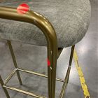 Open Box: Lenox Counter Stool (26") - Performance Distressed Velvet Mineral Gray, Blackened Brass