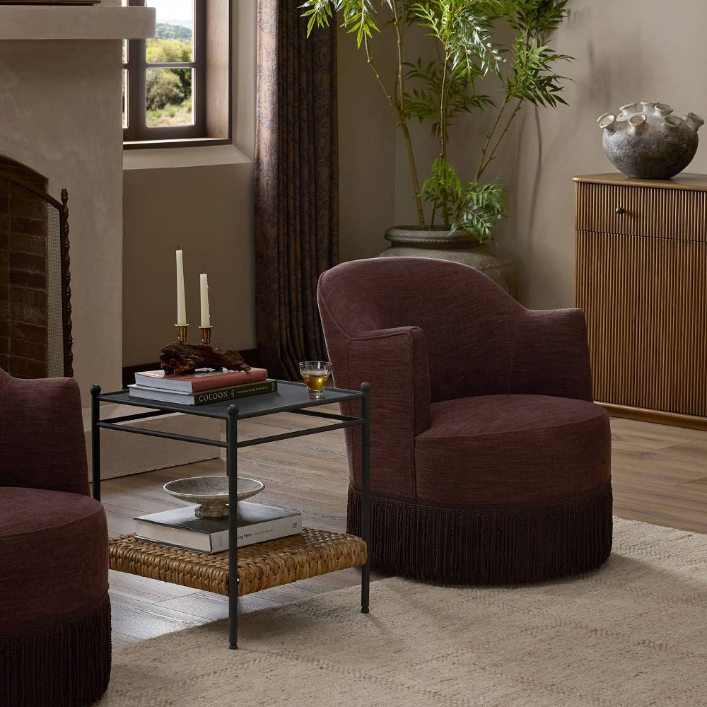 Citrino Fringe Petite Swivel Chair by West Elm