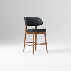 Open Box: Hyde Leather Counter Stool (26"H) - Ludlow Leather Navy, Cool Walnut