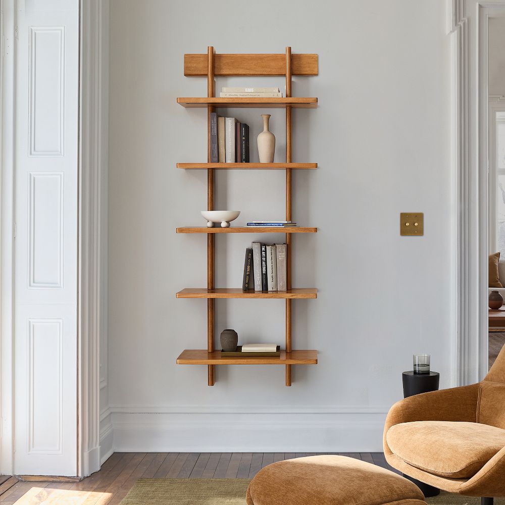 Otto Wall-Mounted Solid Wood Ladder Shelf (28") by West Elm