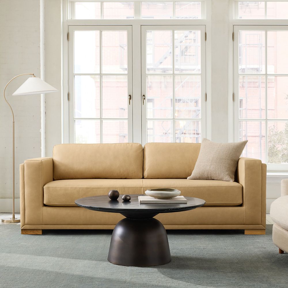 Nassau Leather Sofa (76"-108") by West Elm