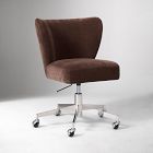 Open Box: Mella Office Chair - Modern Chenille Espresso, Polished Stainless Steel