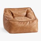 Open Box: Modern Bean Bag Lounger, Large (33"W x 23"H) - Vegan Leather Caramel