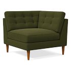 Open Box: Drake Midcentury Corner - Performance Distressed Velvet Tarragon, Pecan