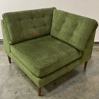 Open Box: Drake Midcentury Corner - Performance Distressed Velvet Tarragon, Pecan