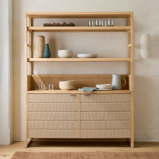 Kody Wood & Paper Cord Kitchen Hutch 58