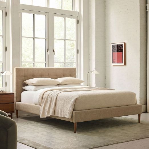 Emmett Tufted Bed - Wood Legs by West Elm