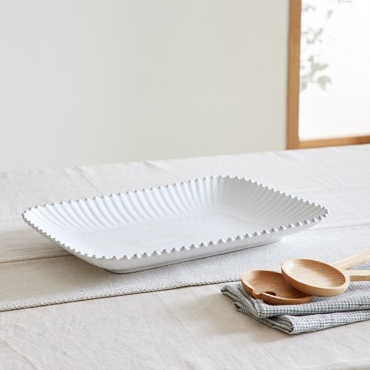 Costa Nova Pearl White Stoneware Large Rectangular Platter by West Elm