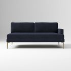 Open Box: Andes Right-Arm 2.5 Seater Sofa - Performance+ Yarn Dyed Linen Weave Midnight, Blackened Brass
