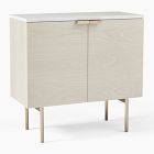 Open Box: Delphine Marble Top Cabinet (31") - Feather Gray, Light Brushed Bronze