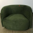 Open Box: Laurent Grand Swivel Chair - Performance Velvet Evergreen, Cool Walnut