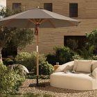 Teak Pole Round Outdoor Umbrella (9.8')