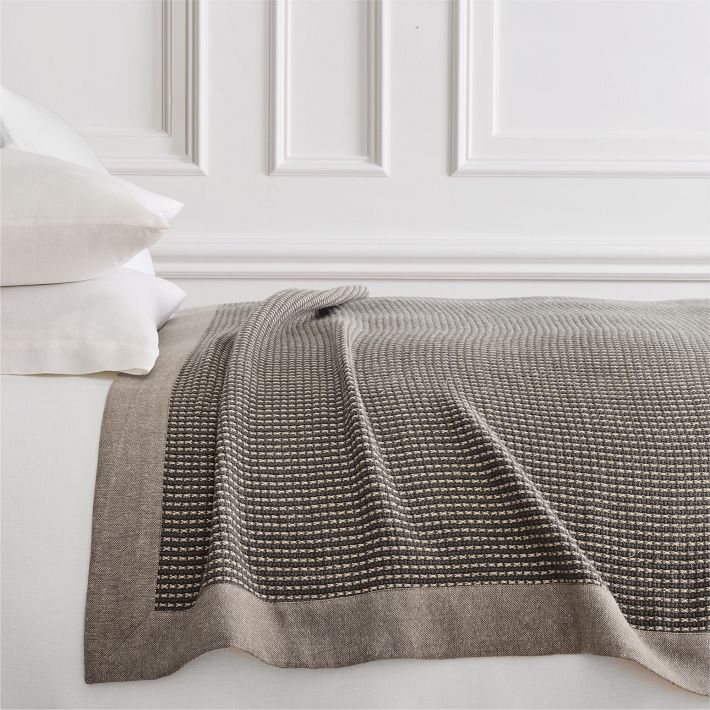Two-Tone Cotton Linen Blanket | West Elm