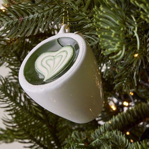 Glass Hot Matcha Latte Ornament | West Elm