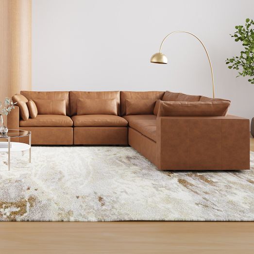Harmony Modular Leather 5-Piece L-Shaped Sectional (120") by West Elm