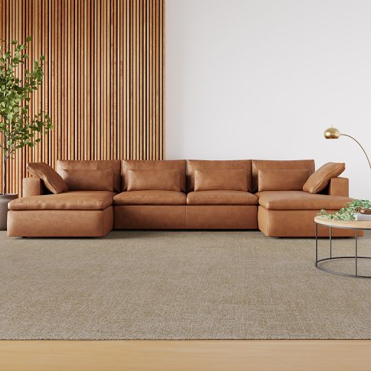 Harmony Modular Leather 3-Piece U-Shaped Chaise Sectional (158") by West Elm