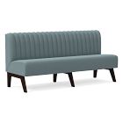 Open Box: Novak Banquette Triple Seat Vertical Channel Tufting (75") - Performance Velvet Ocean, Ebony