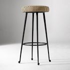 Open Box: Pierce &amp; Ward Bar Stool (30") - P&amp;W Stripe, Black Cast Metal