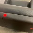 Open Box: Spencer Wood-Framed Recliner - Sauvage Leather Black, Pecan Frame